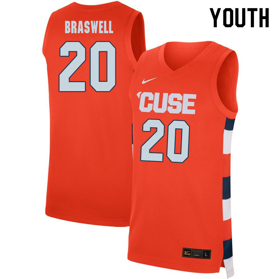 2020 Youth #20 Robert Braswell Syracuse Orange College Basketball Jerseys Sale-Orange